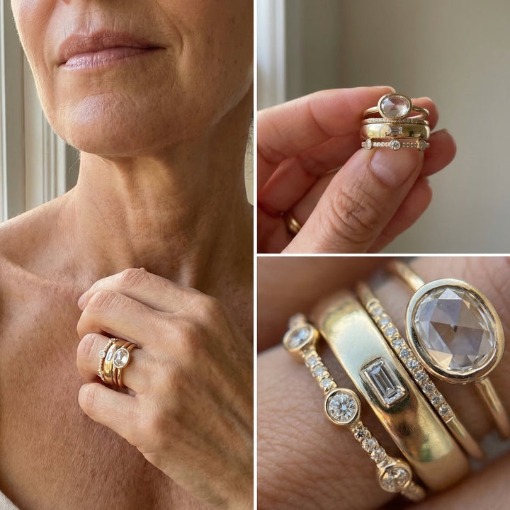 Vintage Gold & Zirconia Ring Set