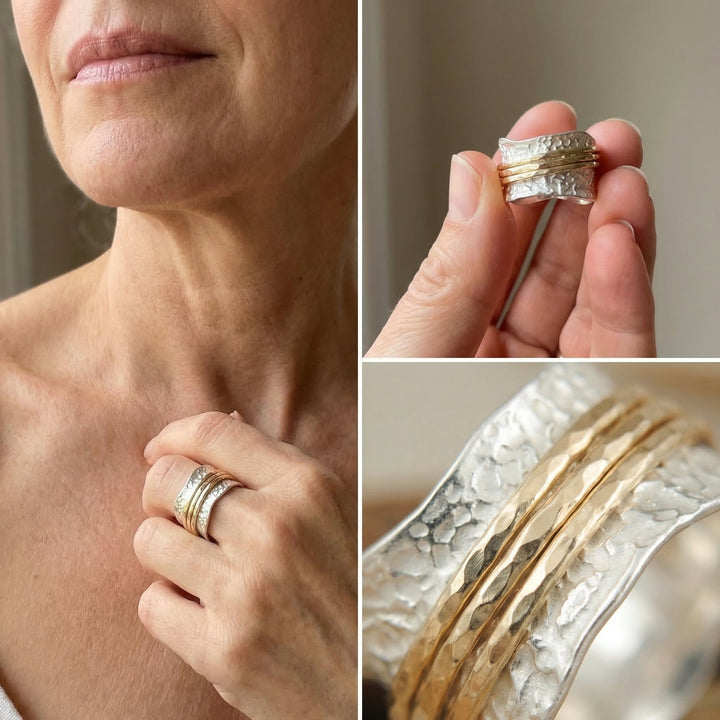 Vintage Spinner Thin Gold & Silver Ring