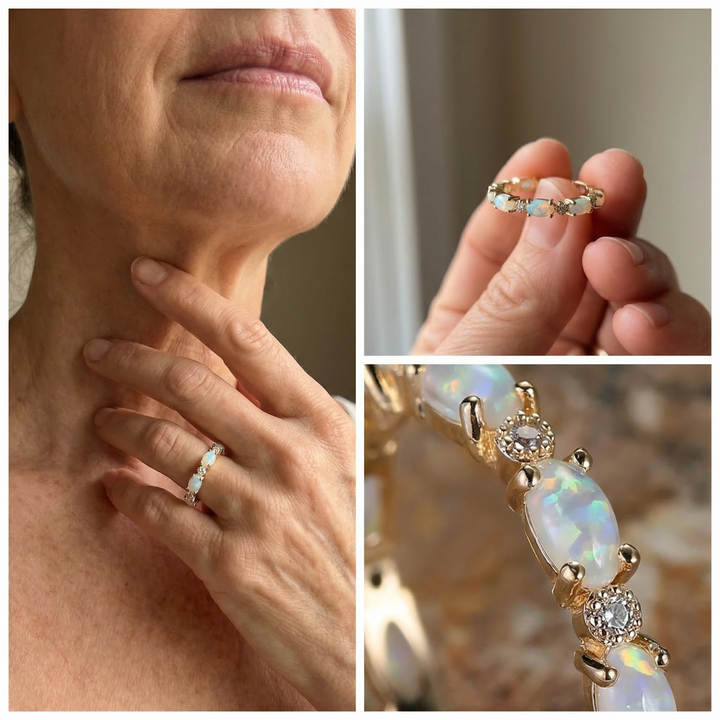 Vintage Gold Opal Eternity Ring